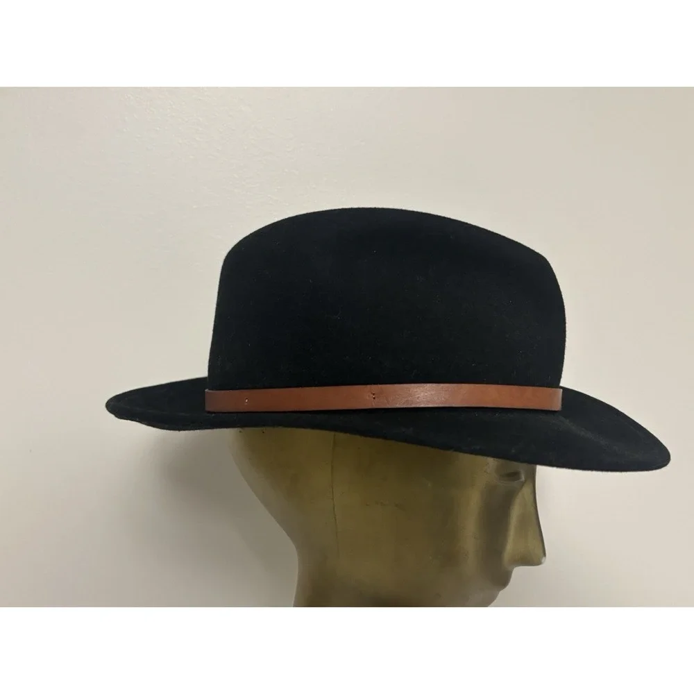 Vintage Eddie Bauer Hat Mens Large Black Wool Blend Fedora Hiking Camping USA